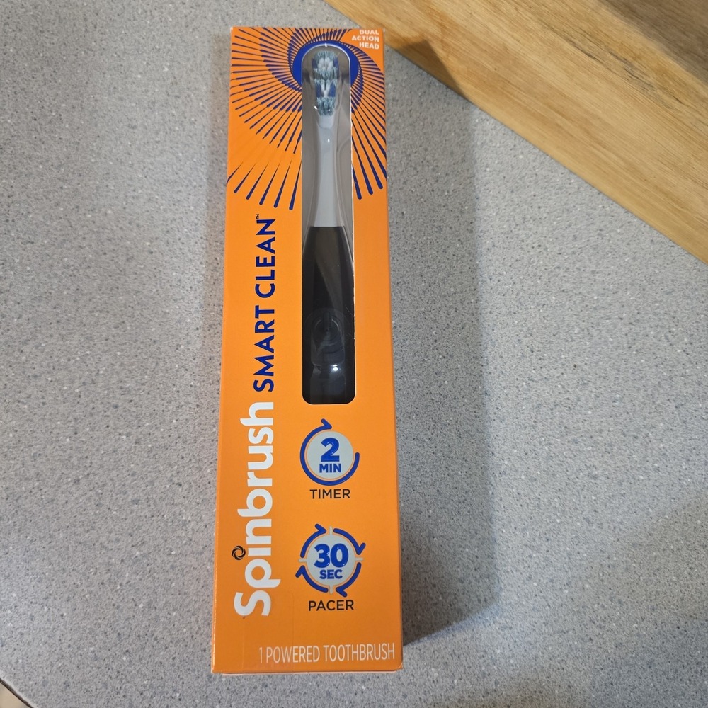Spinbrush Smart Clean Electric Toothbrush White Blue Timer Pacer Auto Shut-Off